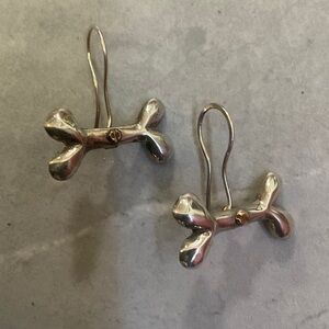 Silver Dog Bone Earrings